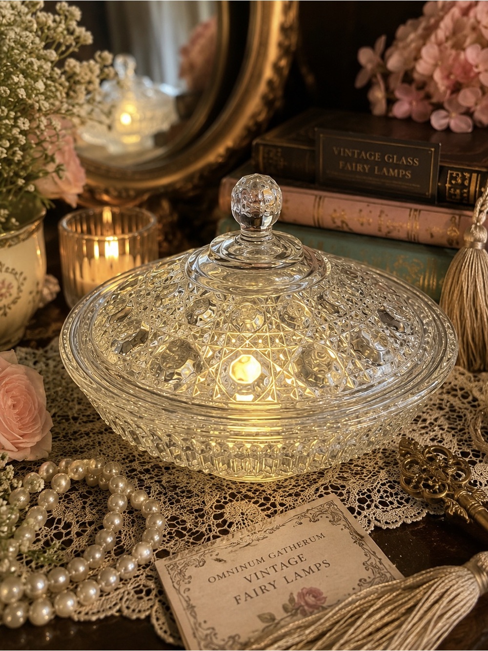 Add a touch of vintage sparkle to your home with this one-of-a-kind fairy lamp,